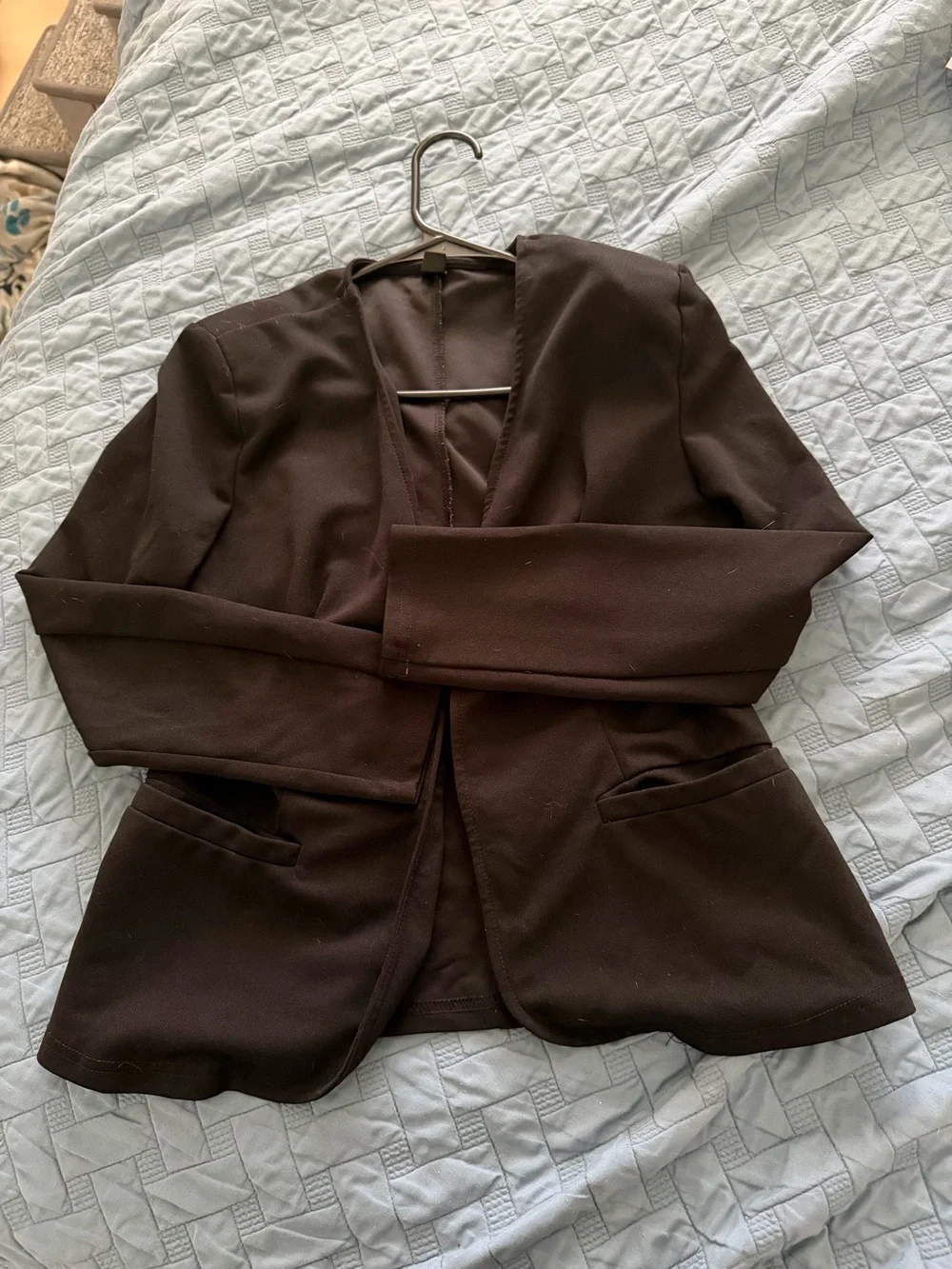 SHEIN Black Open-Front Tailored Blazer